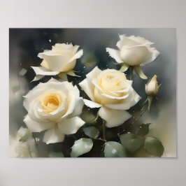 Póster pintura acuarela de rocas blancas de bonito