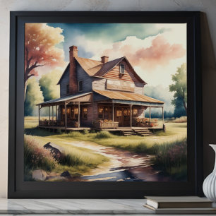 Póster Pintura acuarela de tienda de antigüedades