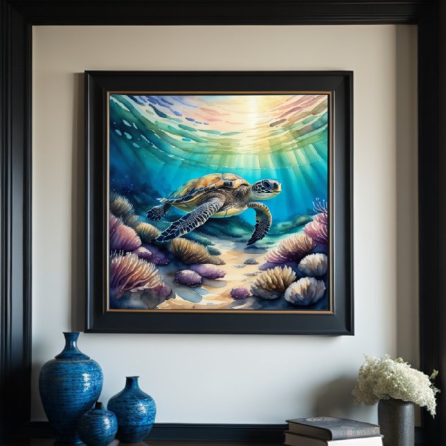 Póster Pintura acuarela de tortuga marina 1:1 XIII (Subido por el creador)