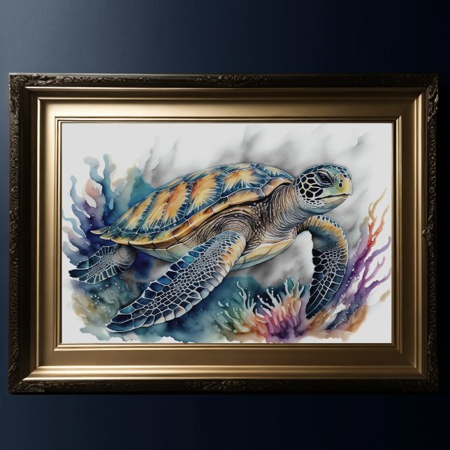 Póster Pintura acuarela de tortuga marina 3:2 XIV (Subido por el creador)