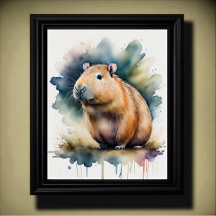 Póster Pintura acuarela de un capibara 5:4