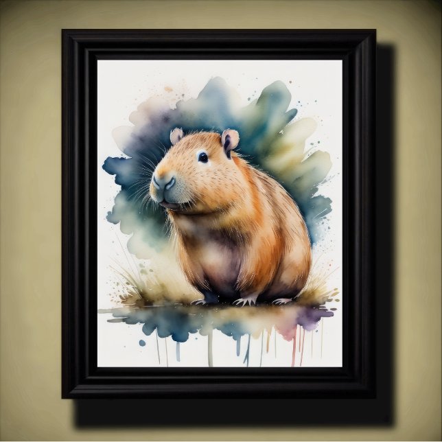 Póster Pintura acuarela de un capibara 5:4 (Subido por el creador)