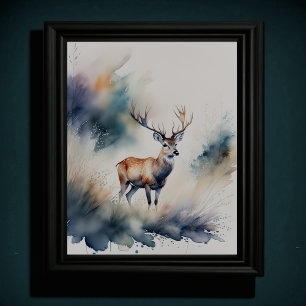 Póster Pintura acuarela de un ciervo 5:4