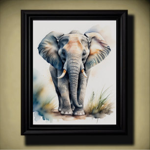 Póster Pintura acuarela de un elefante 5:4