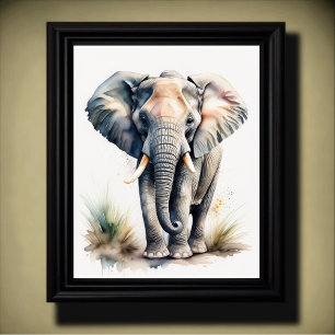 Póster Pintura acuarela de un elefante 5:4