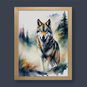Póster Pintura acuarela de un lobo 3:4