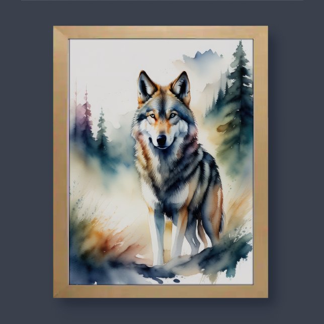 Póster Pintura acuarela de un lobo 3:4 (Subido por el creador)