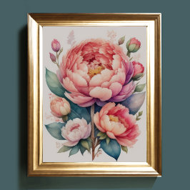 Póster Pintura acuarela de un Peony III