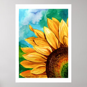 Póster Pintura acuarela de una huella artística de giraso