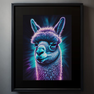 Póster Pintura acuarela de una Llama 3:4