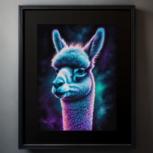 Póster Pintura acuarela de una Llama 3:4 II