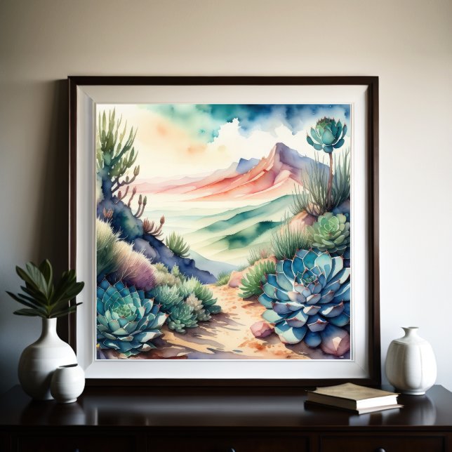 Póster Pintura acuarela del desierto paisajístico rural (Subido por el creador)