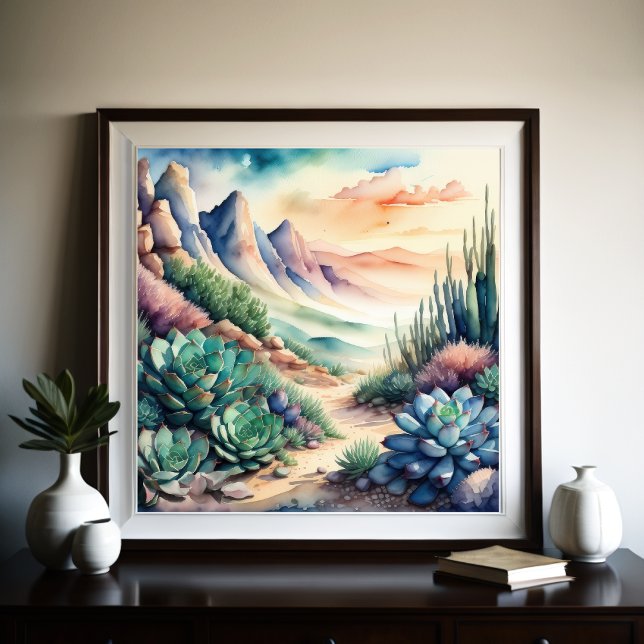 Póster Pintura acuarela del desierto paisajístico rural (Subido por el creador)