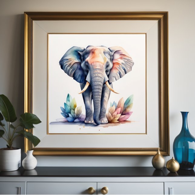 Póster Pintura acuarela del elefante 1:1 (Subido por el creador)