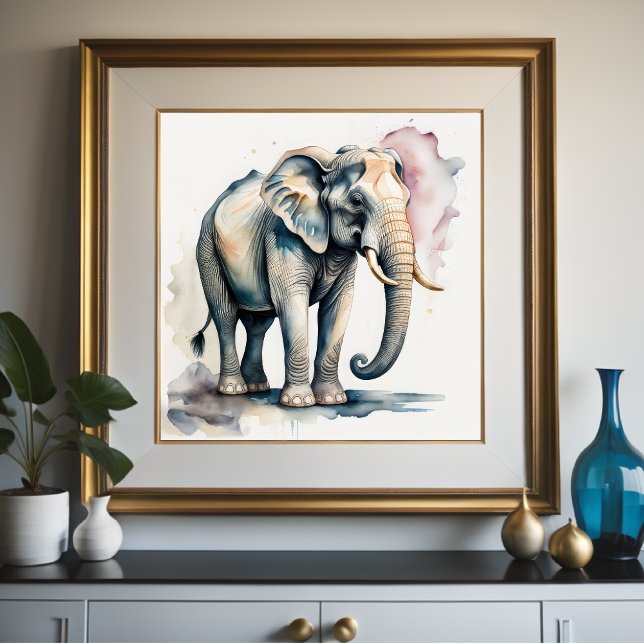 Póster Pintura acuarela del elefante 1:1 (Subido por el creador)