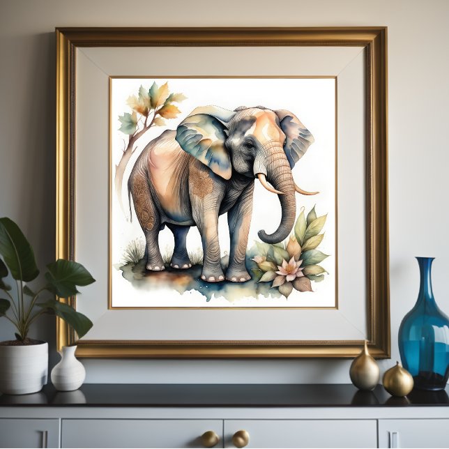 Póster Pintura acuarela del elefante 1:1 (Subido por el creador)