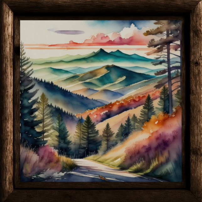 Póster Pintura acuarela del paisaje montañoso (Subido por el creador)