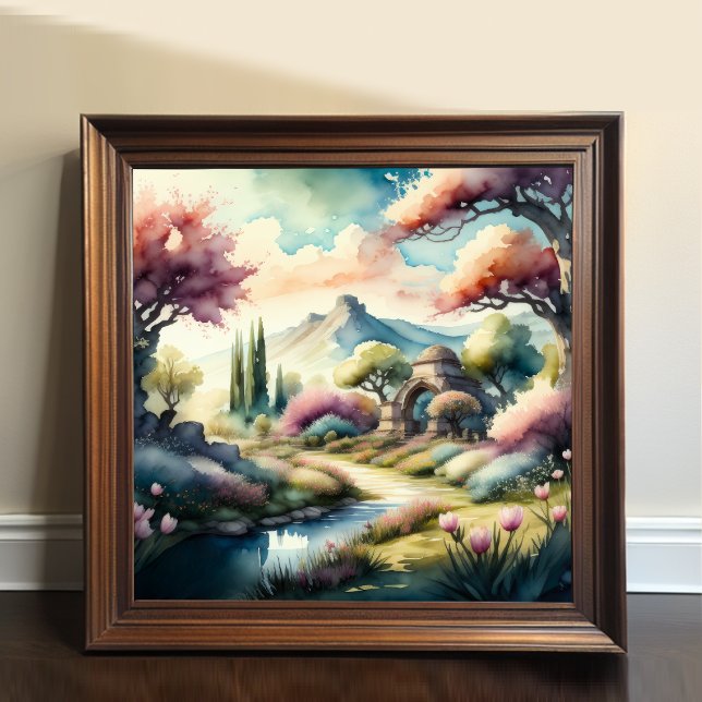 Póster Pintura acuarela del paisaje montañoso (Subido por el creador)