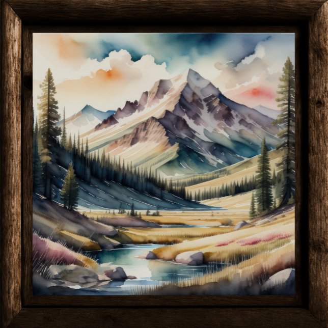 Póster Pintura acuarela del paisaje montañoso (Subido por el creador)
