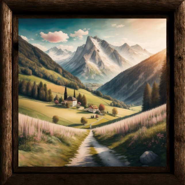 Póster Pintura acuarela del paisaje montañoso (Subido por el creador)
