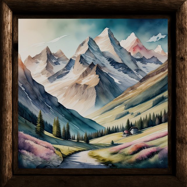 Póster Pintura acuarela del paisaje montañoso (Subido por el creador)