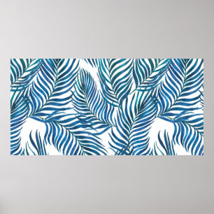 Póster Pintura acuarela sin fisuras de patrón tropical