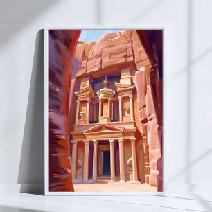 Póster Pintura Acuarela Viaje Petra Jordania
