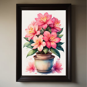 Póster Pintura acuática de Azalea en rosa crema