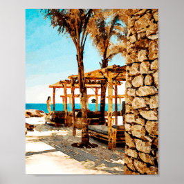 Póster Pintura acuática de la playa de Mykonos