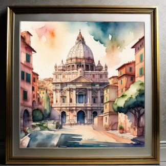 Póster Pintura acuática de Roma Italia