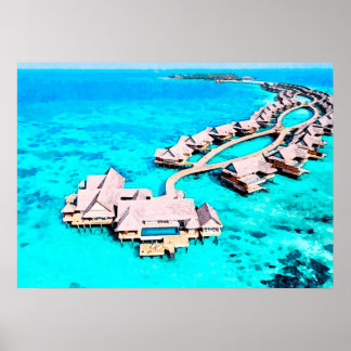Póster Pintura acuática de Villa en Joali Maldives