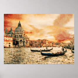 Póster Pintura acuática del Gran Canal de Venecia