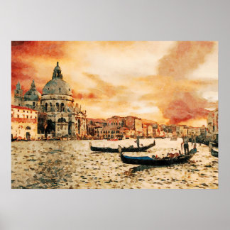 Póster Pintura acuática del Gran Canal de Venecia