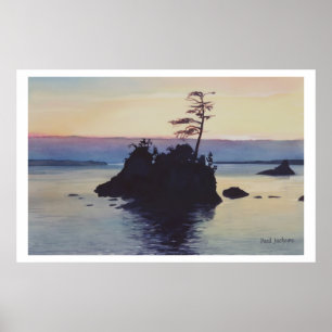 Póster Pintura acuática "Sunset Rockaway Beach"