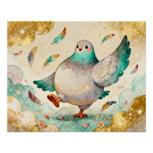 Póster Pintura al acuarela de una paloma