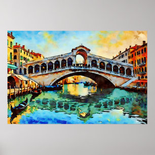 Póster Pintura al Acuarela del Puente de Rialto