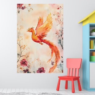 Póster pintura al acuarela que representa un fénix mítico