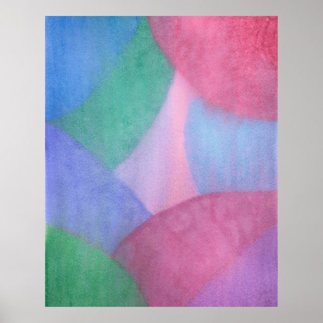 Póster Pintura al agua abstracta pastel con formas superp (Frente)