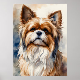 Póster Pintura al agua Pose retrato dulce perro Shih Tzu