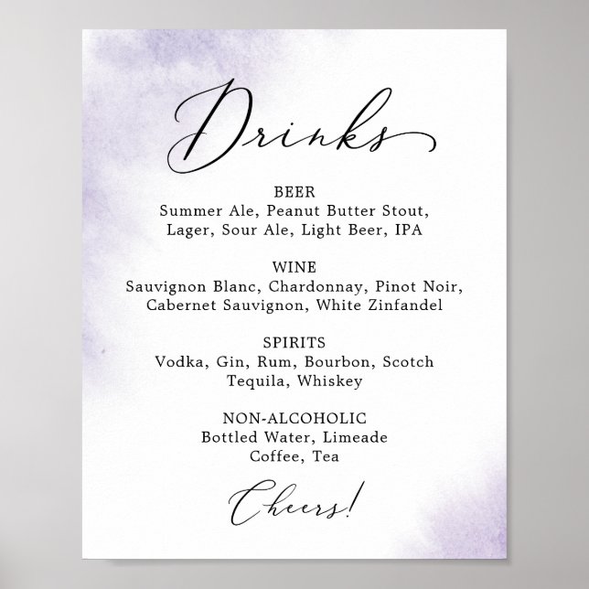 Póster Pintura al aguada | Letrero de menú de bebidas de  (Frente)