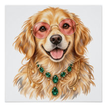 Pintura al aguamarillo de perro Golden Retriever |