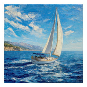Póster Pintura al impasto de barco de vela
