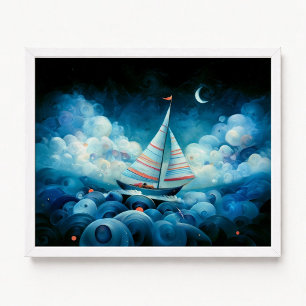 Póster Pintura al impasto de una noche oscura y nublada