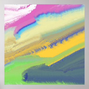 Póster pintura al óleo abstracta colorida