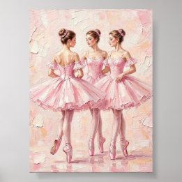 Póster pintura al óleo de bailarina rosa coqueta (póster)