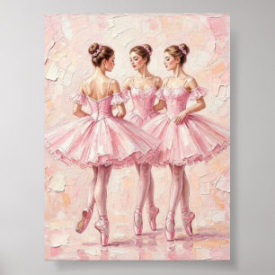 Póster pintura al óleo de bailarina rosa coqueta (póster)