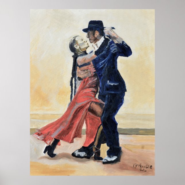 Póster Pintura al óleo de bailarines de tango (Frente)
