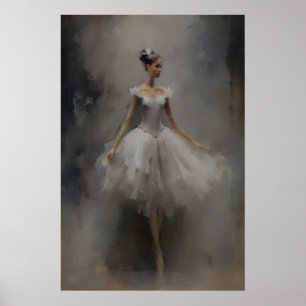 Póster Pintura al óleo de ballet de bailarina, Dark Acade