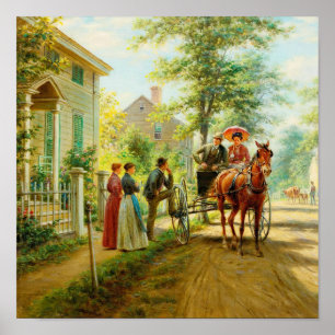Póster Pintura al óleo de carruaje de caballos victoriano