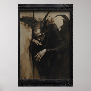 Póster Pintura al óleo de criatura fantástica alada oscur